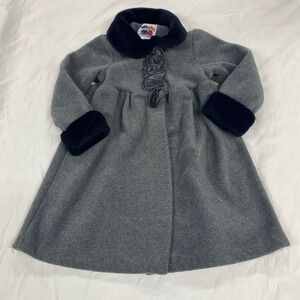 Petes Partner Good Lad Girls Grey Fleece Dress Coat Faux Fur Collar Size 5 5/5